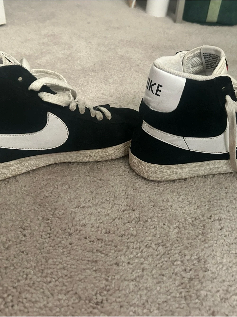 Nike Black and White Suede High-Top Sneakers for Women
